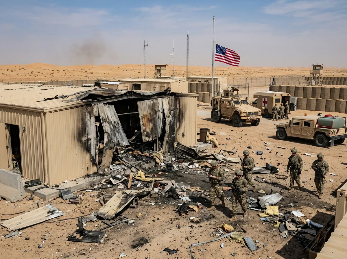 Damaged US military facility in Kuwait after Iranian drone strike
