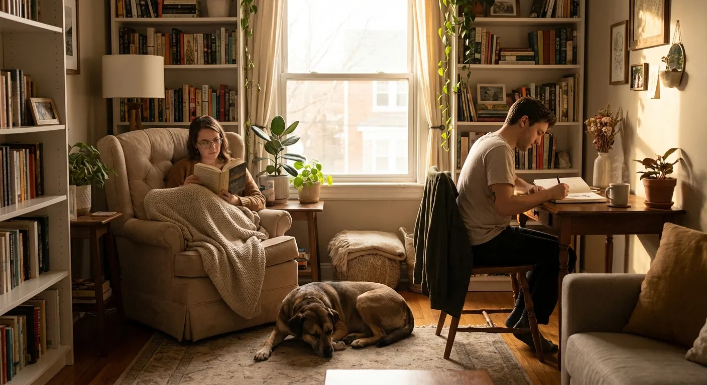 Two people navigating closeness and space with mutual understanding