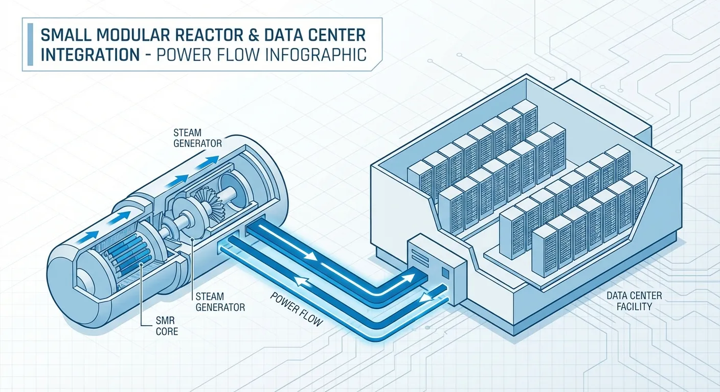 Diagram showing small modular reactor design with data center integration