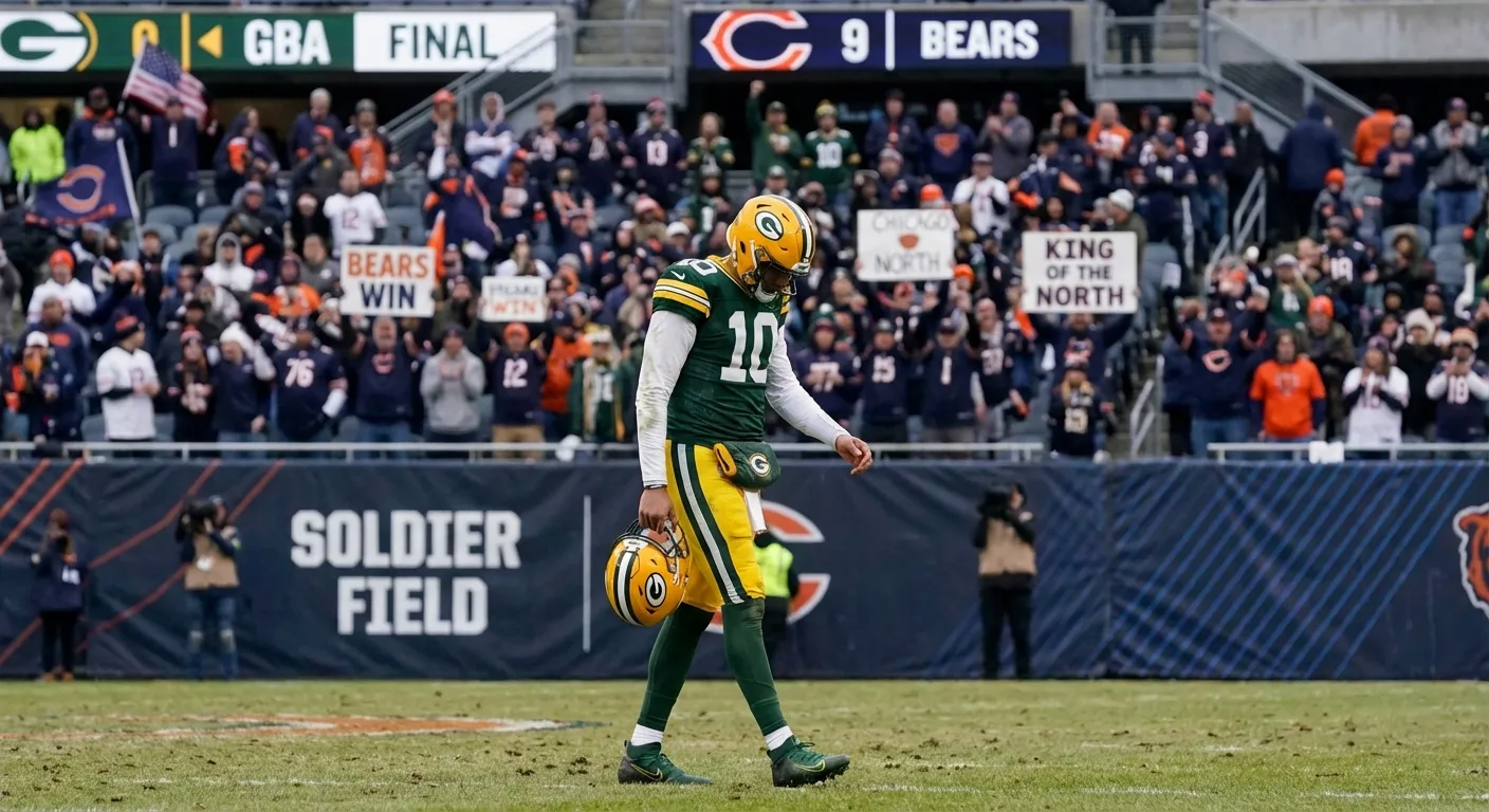 Jordan Love walking off the field dejected after the Packers loss