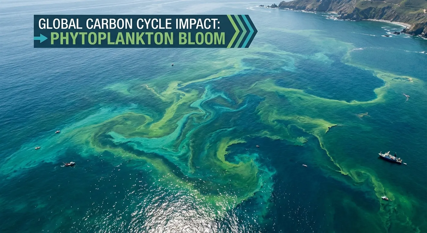 Ocean with massive green phytoplankton bloom visible from above