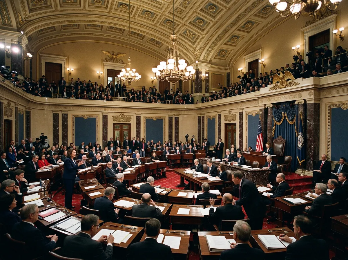 Senators debating on the Senate floor during the war powers resolution vote