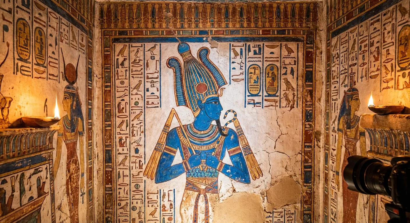 Egyptian tomb painting showing extensive use of blue pigment