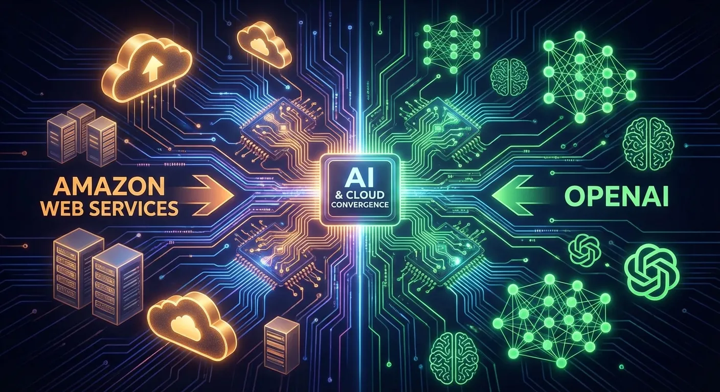 Abstract visualization of AI chip technology with interconnected neural networks and cloud computing infrastructure