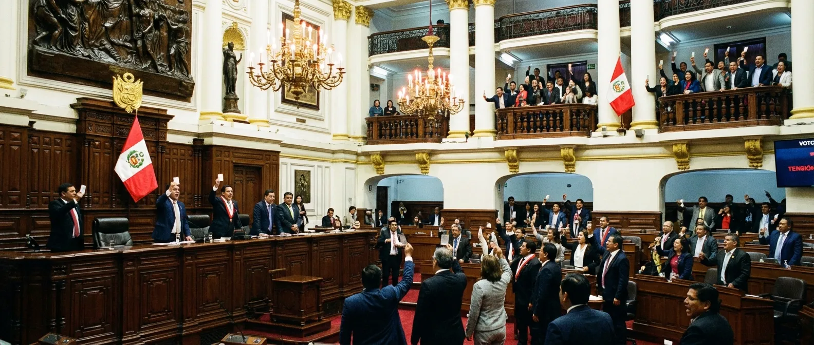Peru's Congress chamber during the heated vote to remove President Jerí