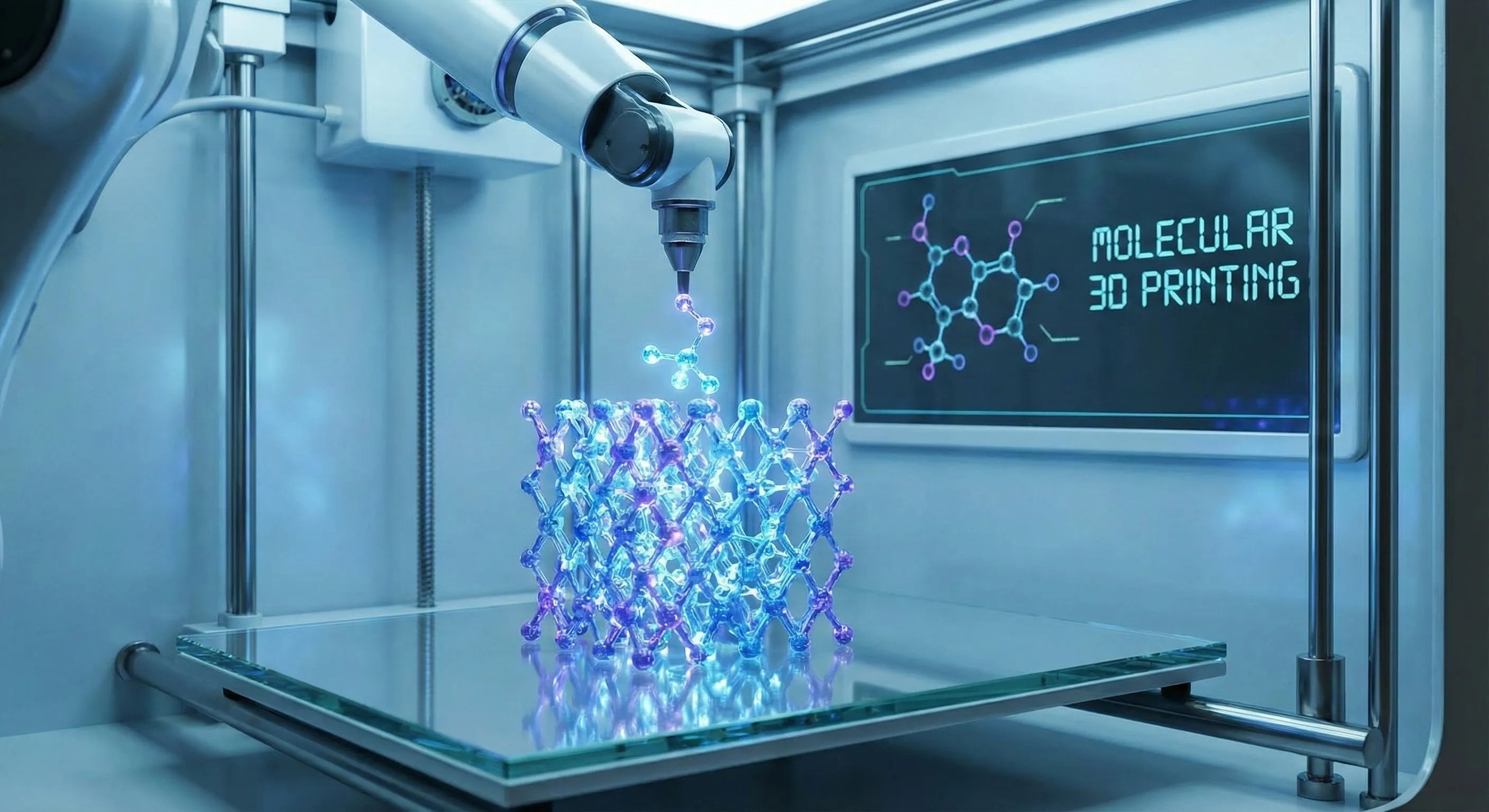 Molecular assembly device with glowing chemical reactions in laboratory setting