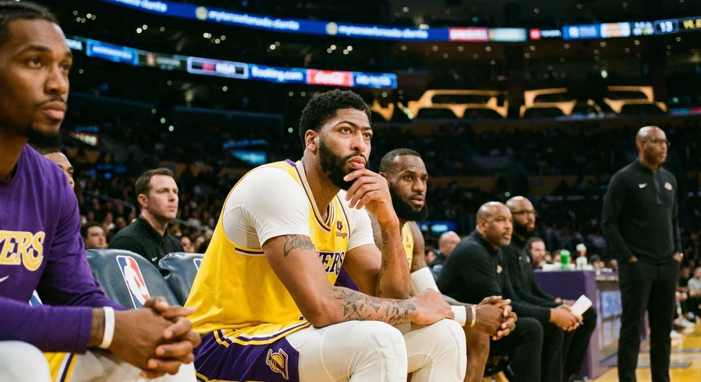 Anthony Davis looking contemplative on NBA bench