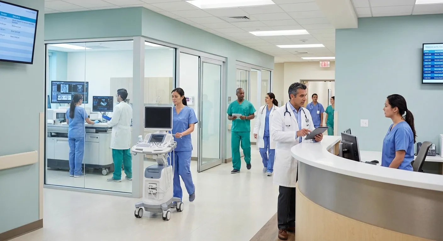 Workers in a healthcare setting representing growing employment sector