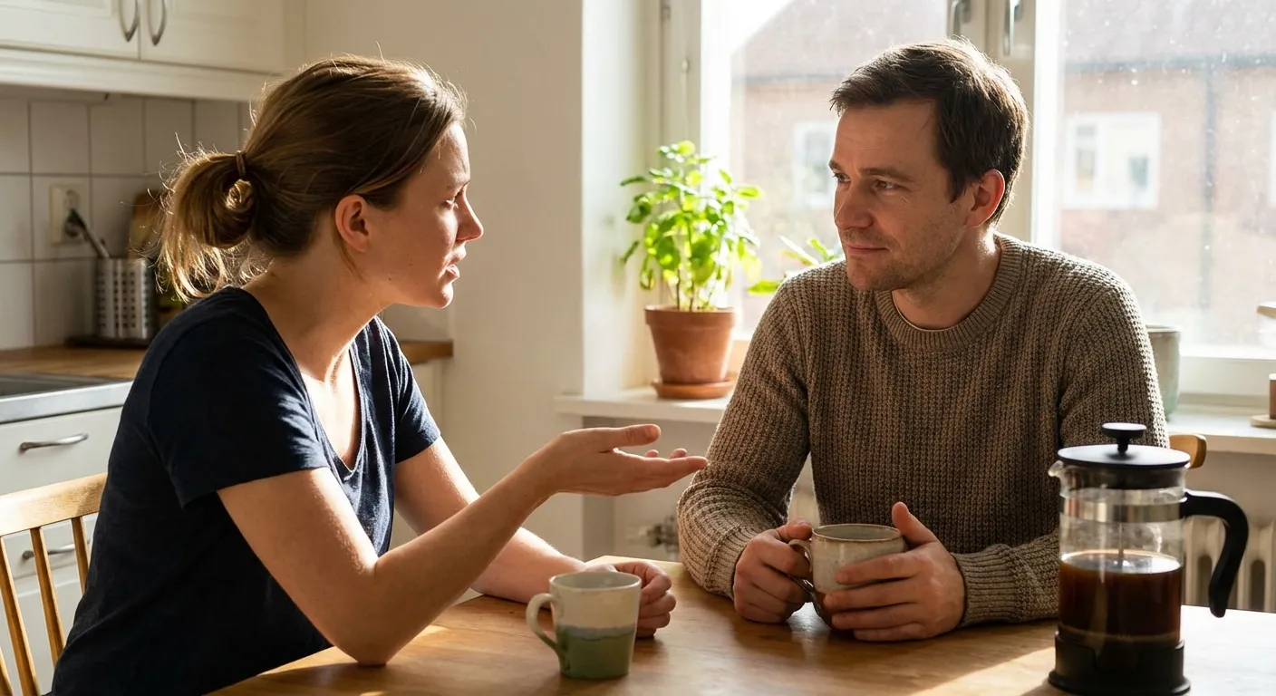 Couple having honest conversation about their different perspectives