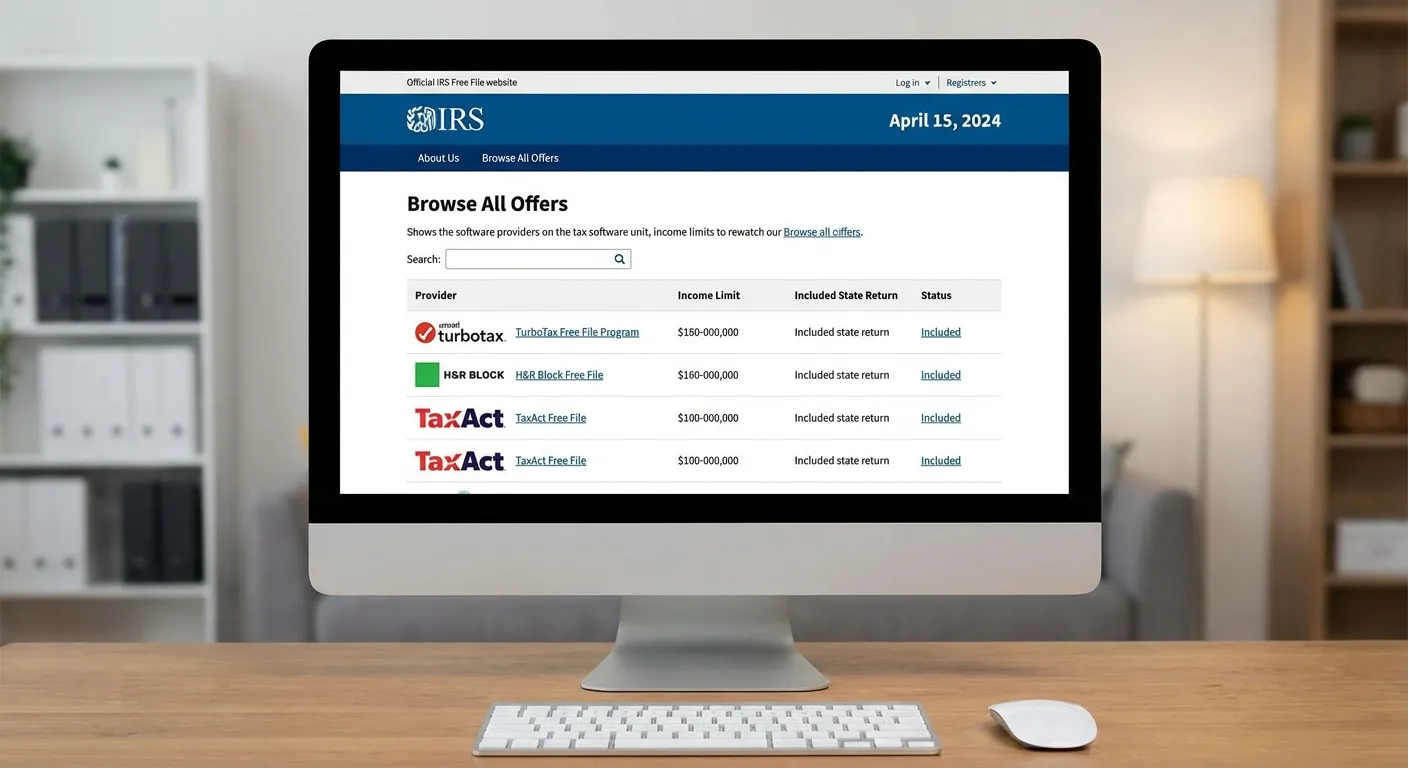 IRS Free File browse offers tool showing partner options