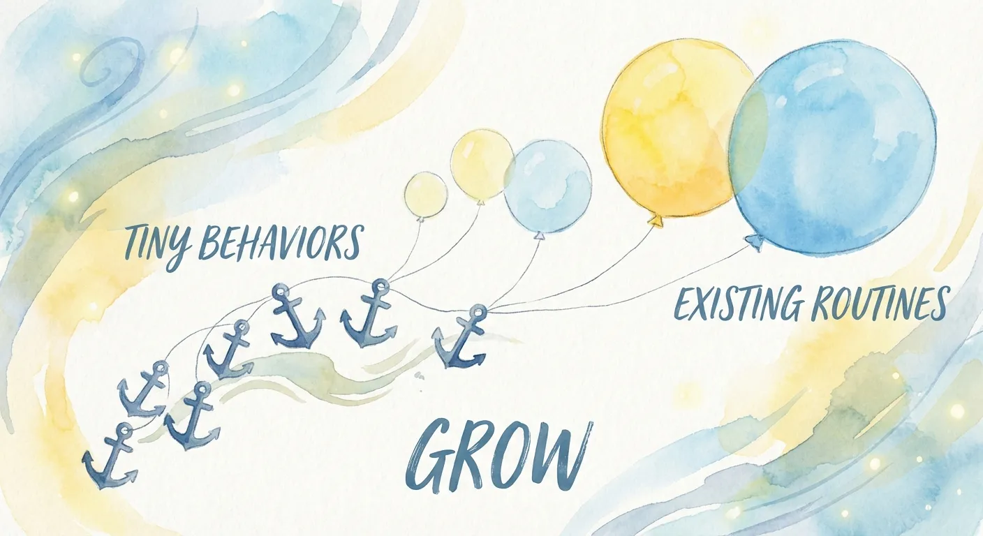 Illustration of the tiny habits anchor and behavior concept
