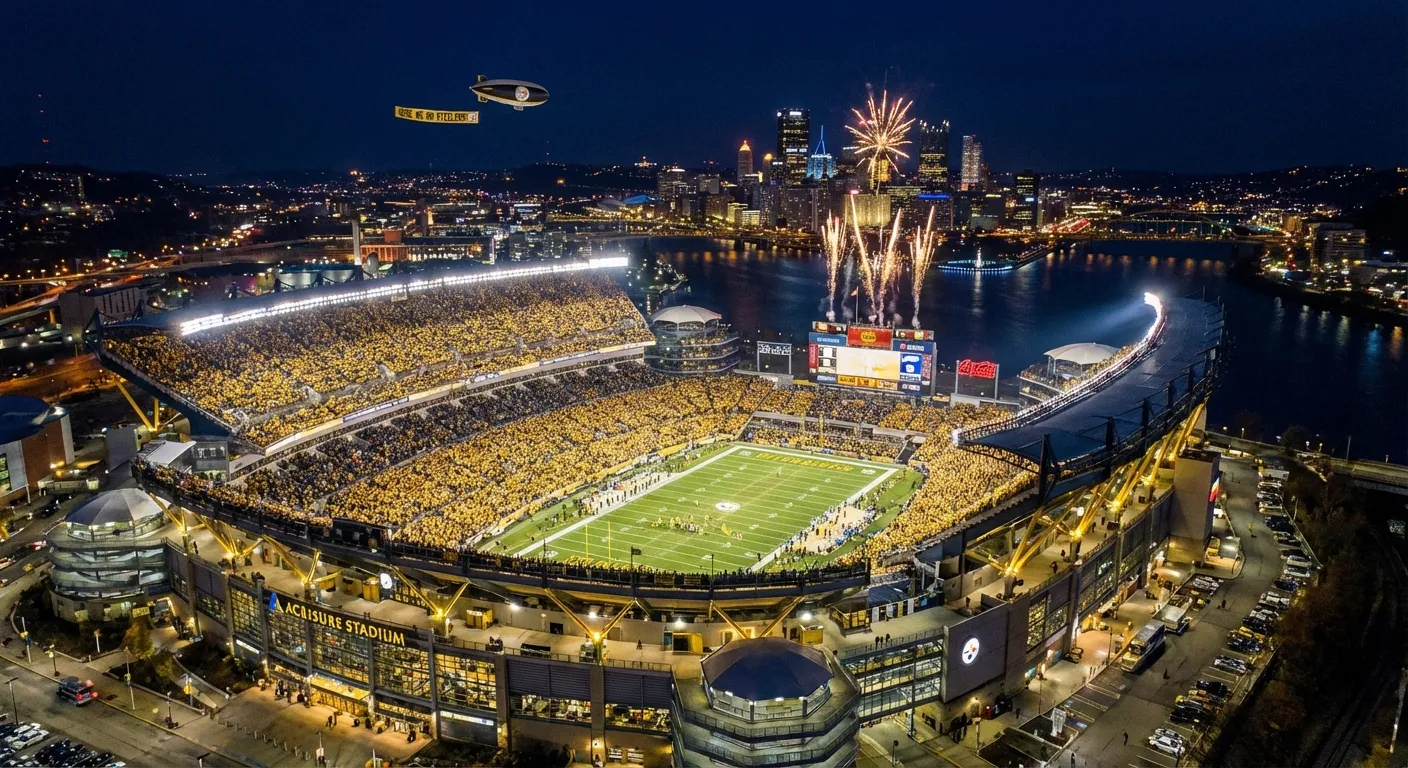 Pittsburgh Steelers Acrisure Stadium at night during NFL playoff game