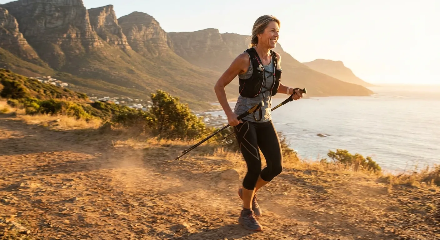 Active middle-aged person exercising outdoors representing healthy aging interventions