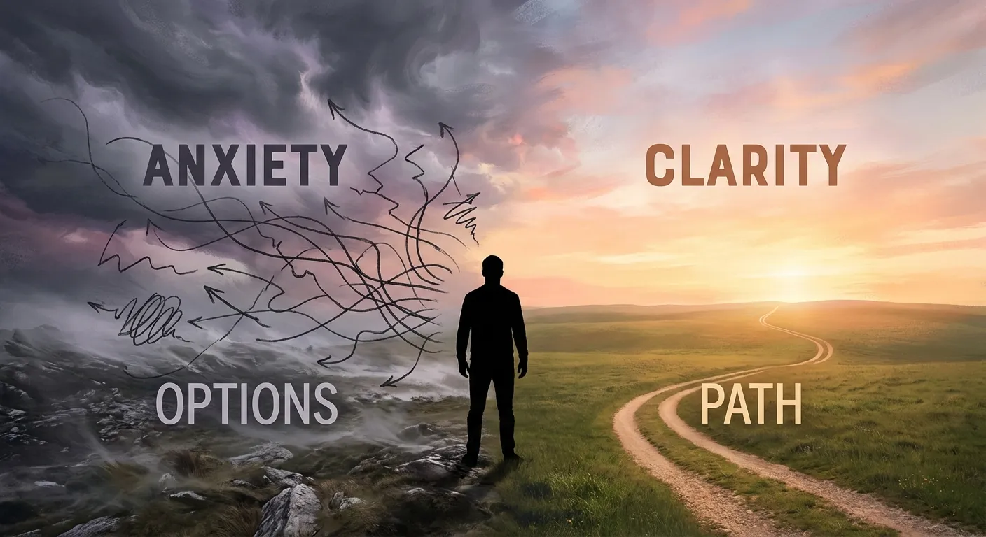 Two contrasting mindsets represented as calm and turbulent weather patterns