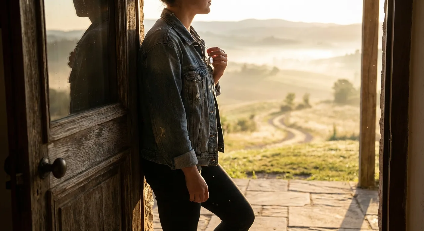 Person looking toward a bright future while holding a meaningful memento from the past