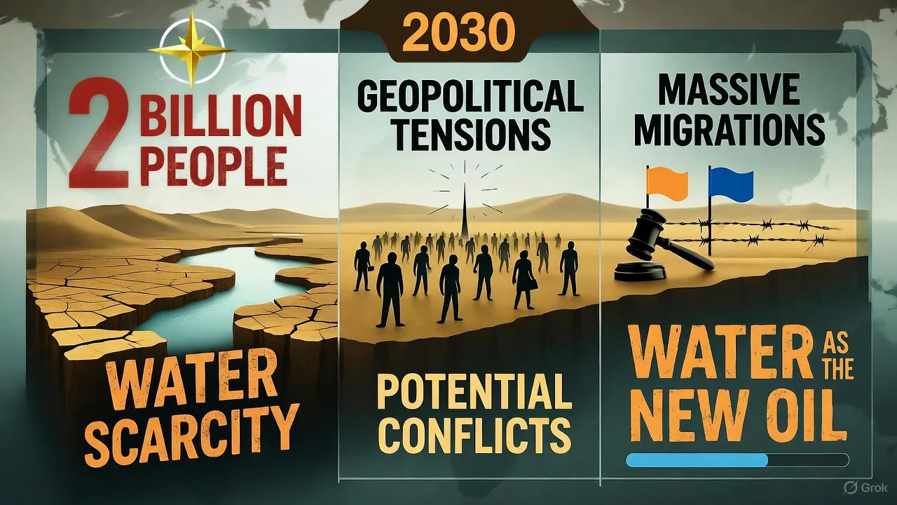 Dried lake bed showing exposed cracked earth with water level markers visible on canyon walls