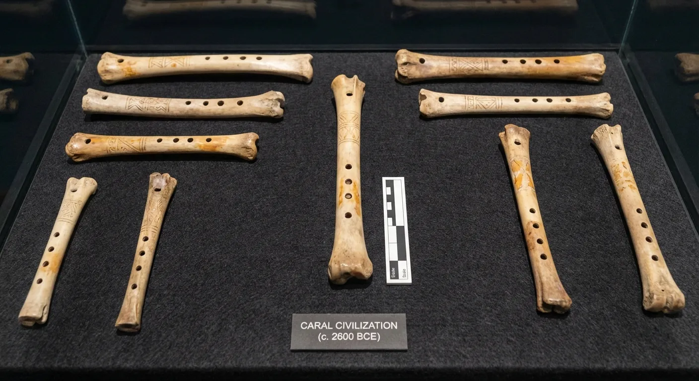 Ancient bone flutes and musical instruments from archaeological dig