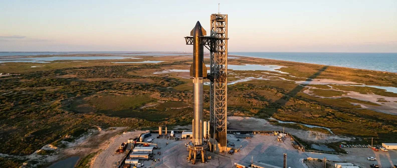 SpaceX Starship on launch pad at Boca Chica Texas facility