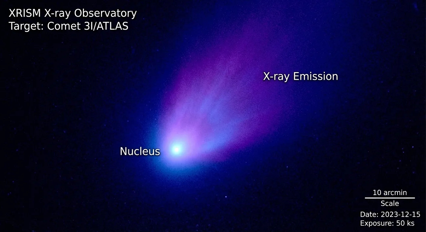 Composite X-ray image of comet 3I/ATLAS showing extended emission around nucleus