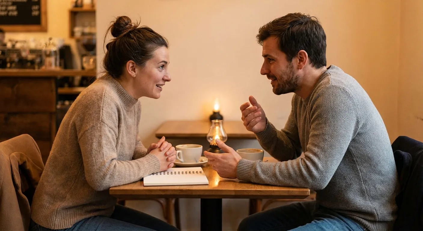 Couple in deep conversation learning to understand each other more fully