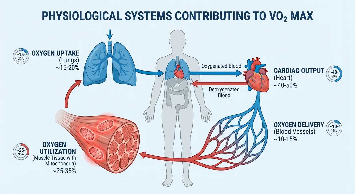 Diagram showing the physiological systems that determine VO2 max
