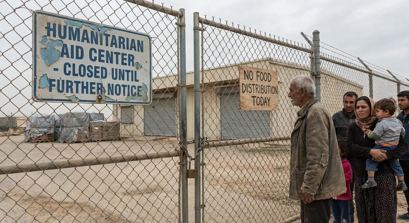 Closed humanitarian aid distribution center