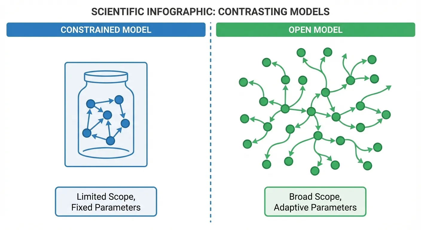 Infographic comparing constrained energy model versus additive energy model theories