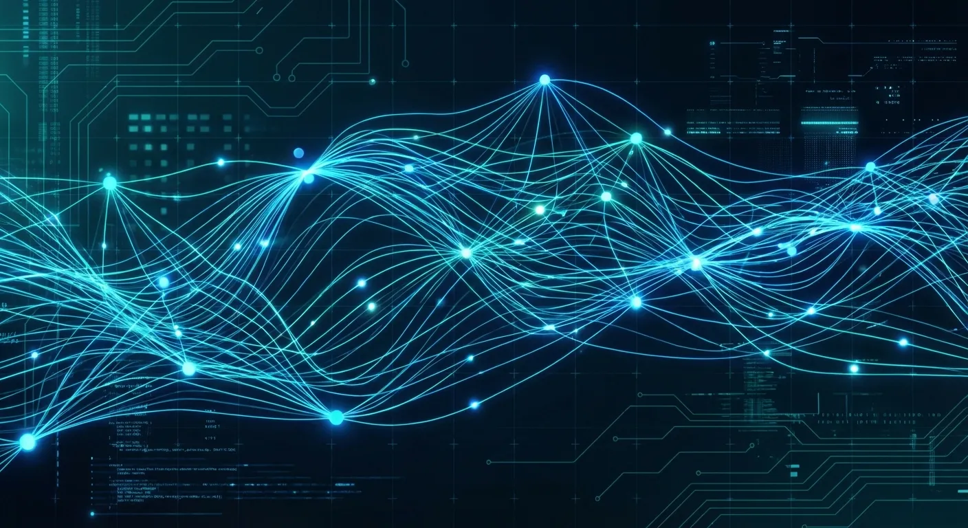Abstract visualization of artificial intelligence neural network processing data