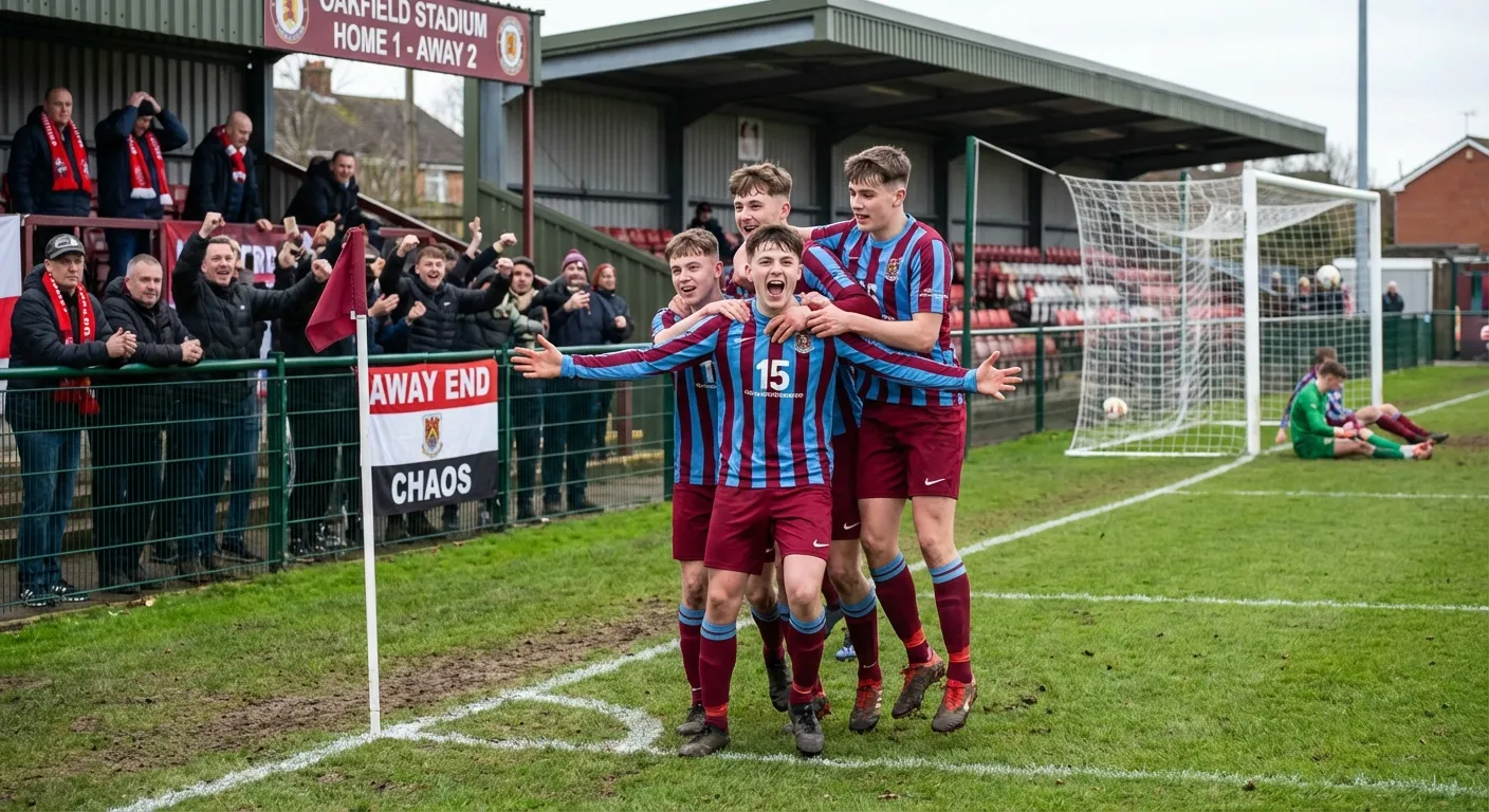 A young center-back celebrating a headed goal with teammates in a La Liga match