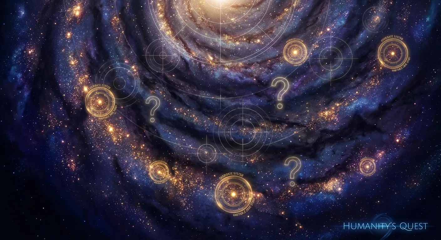 View of the Milky Way galaxy with highlighted star systems representing potential civilizations