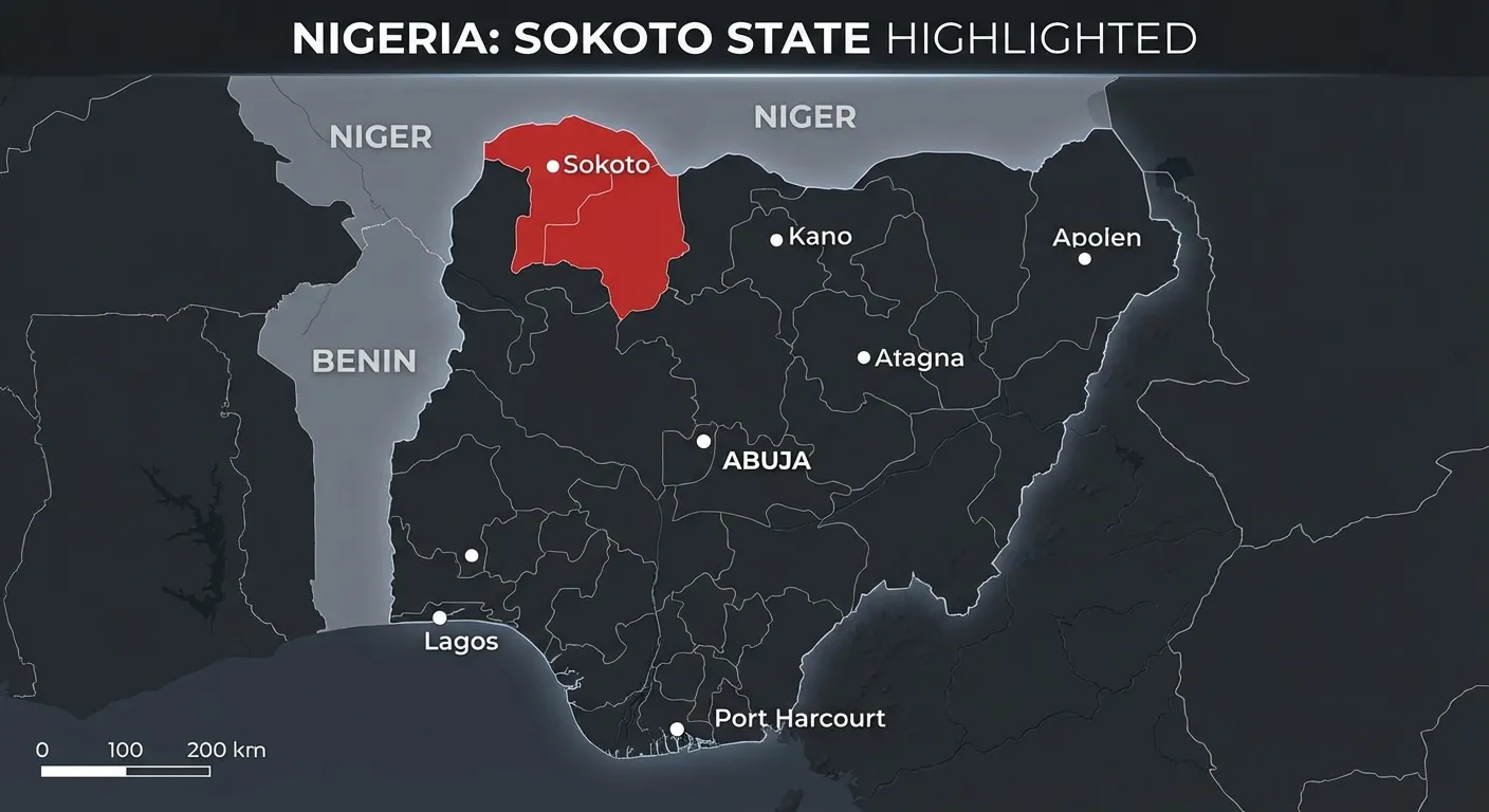 Map of Nigeria highlighting Sokoto State in the northwest region