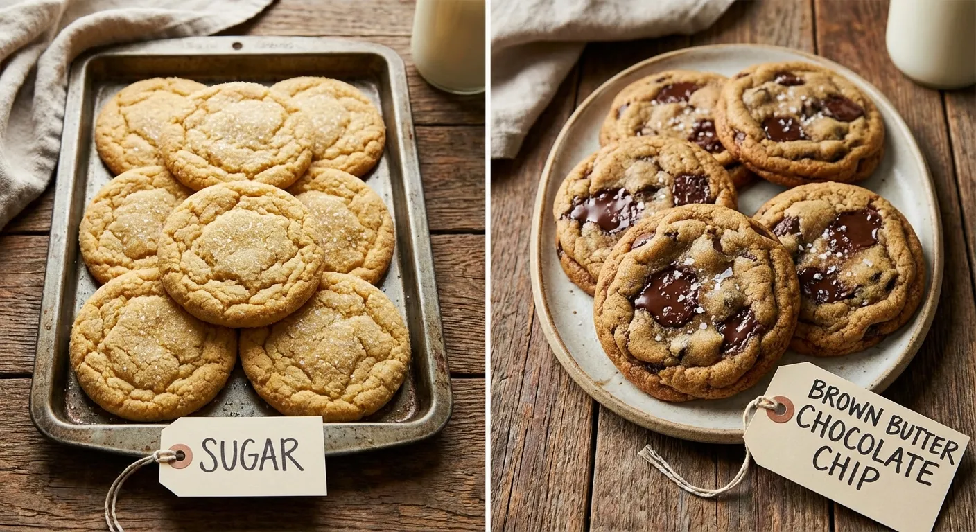 Side by side comparison of cookies baked with regular sugar and tagatose showing similar browning