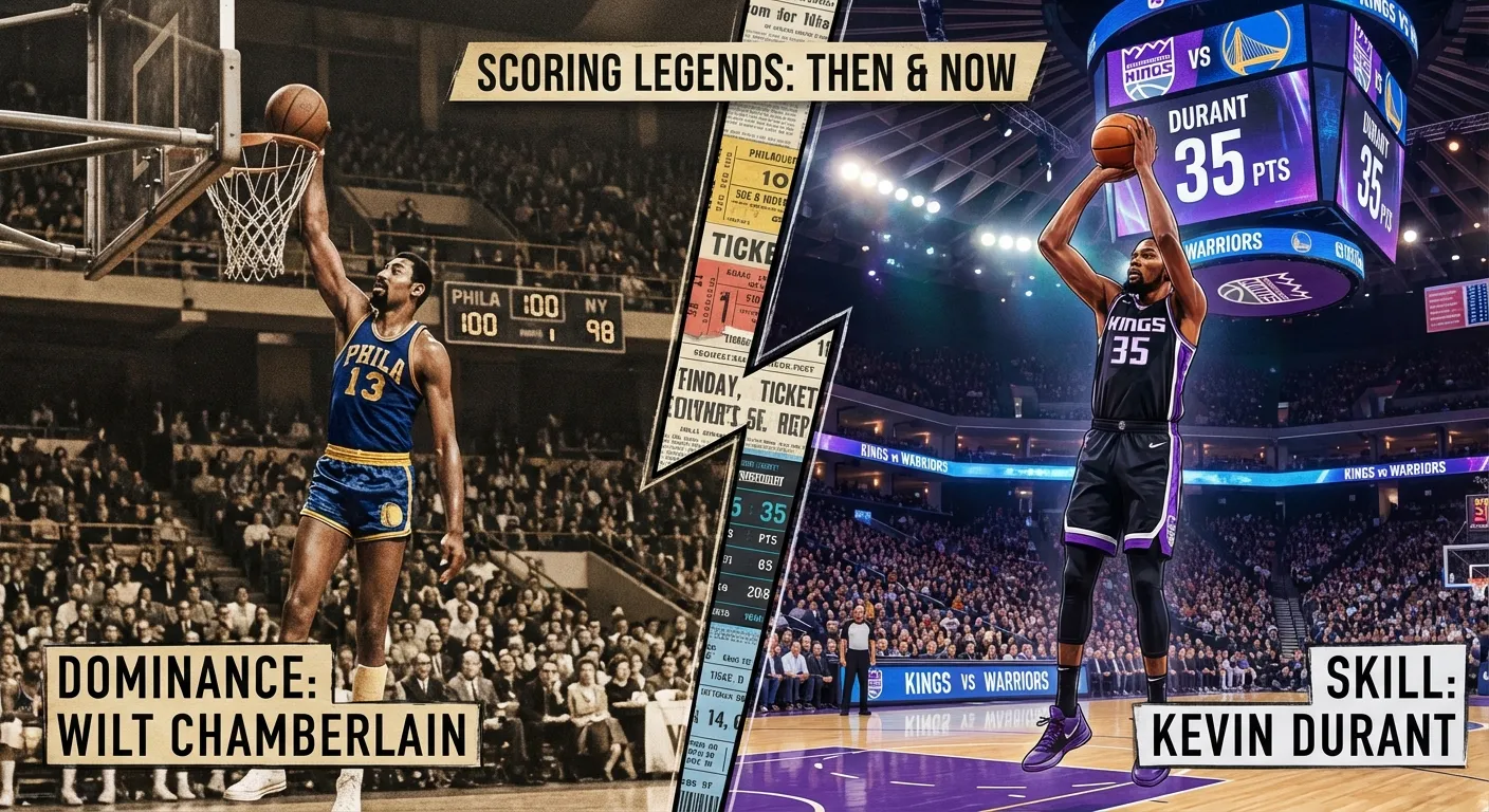Historical comparison graphic of Wilt Chamberlain and Kevin Durant