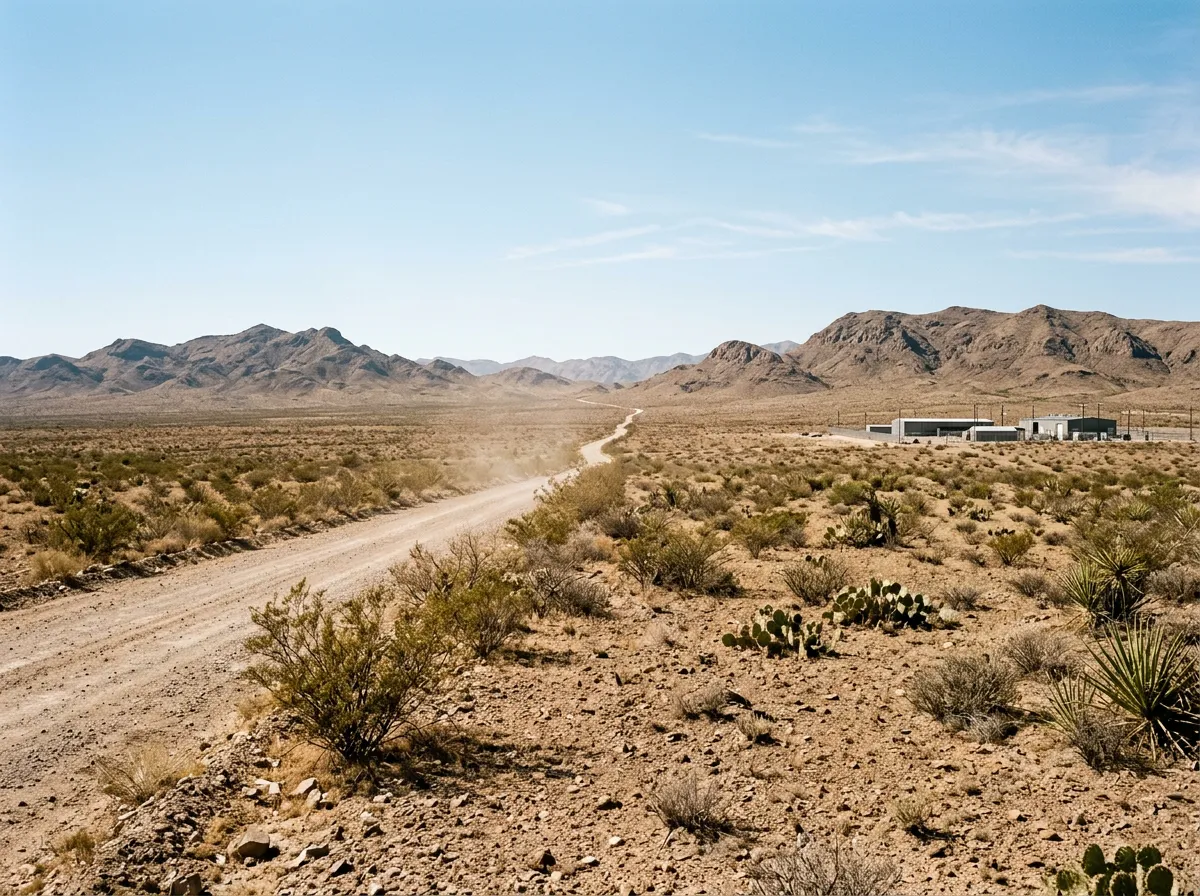 Desert landscape near El Paso with distant mountains and sparse vegetation