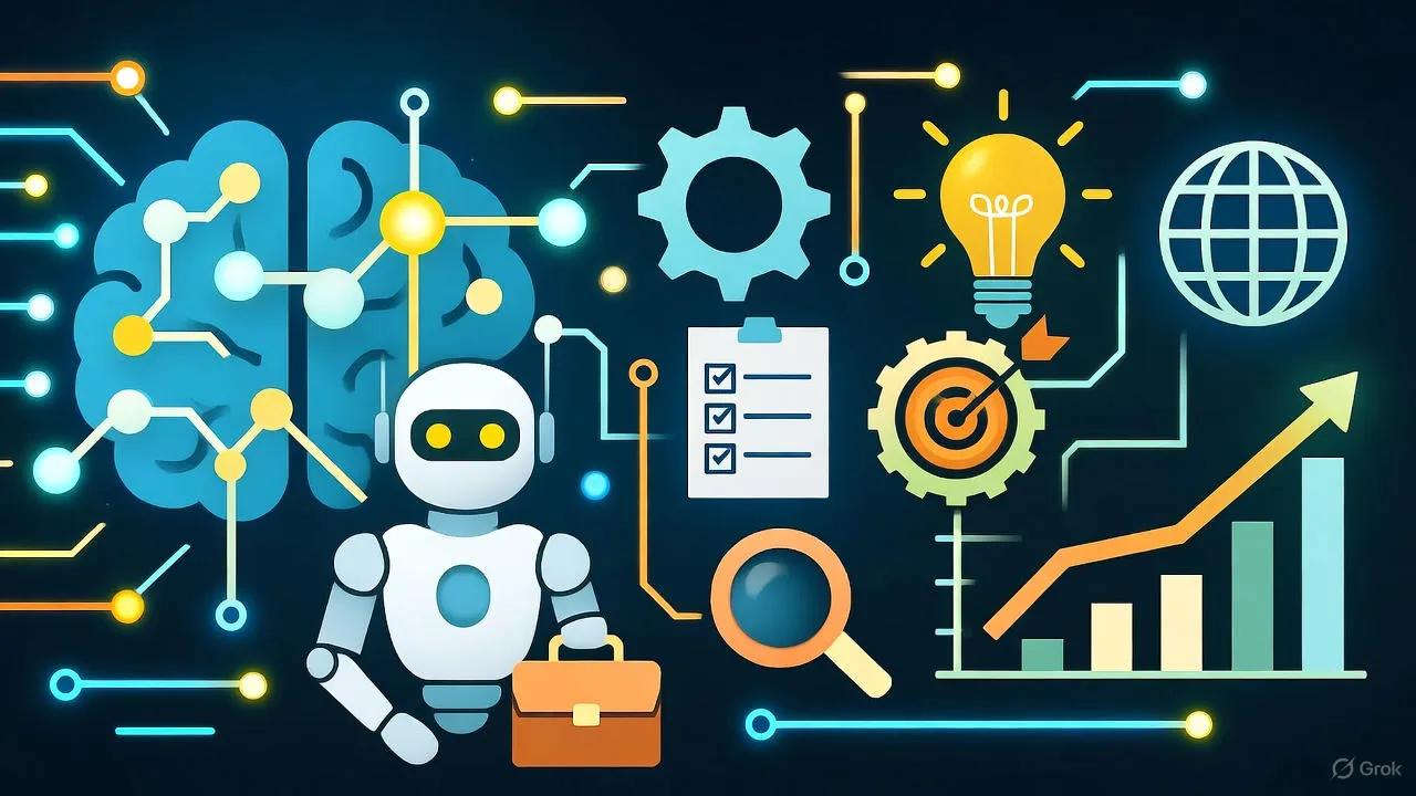 AI agent interface showing autonomous task completion across multiple apps