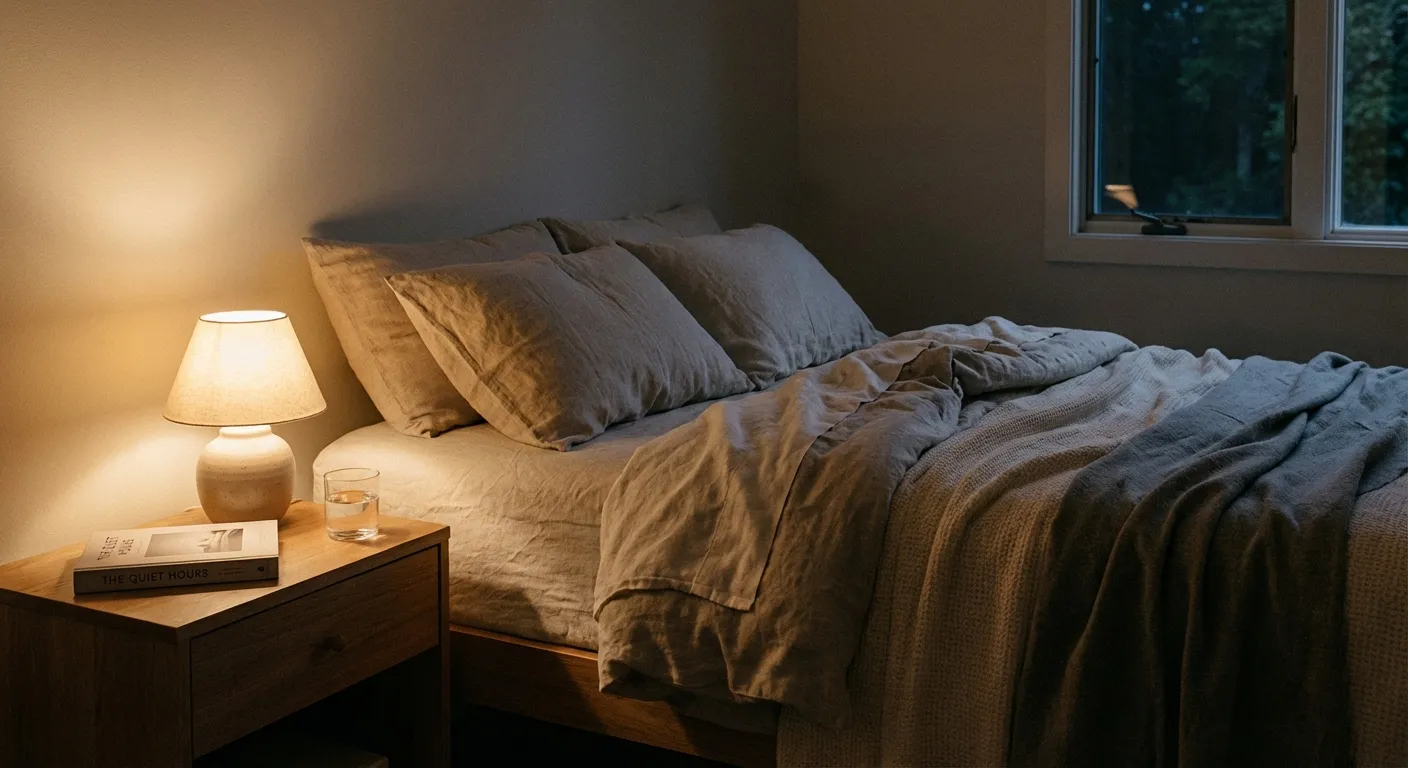 Calming bedroom environment set up for quality sleep