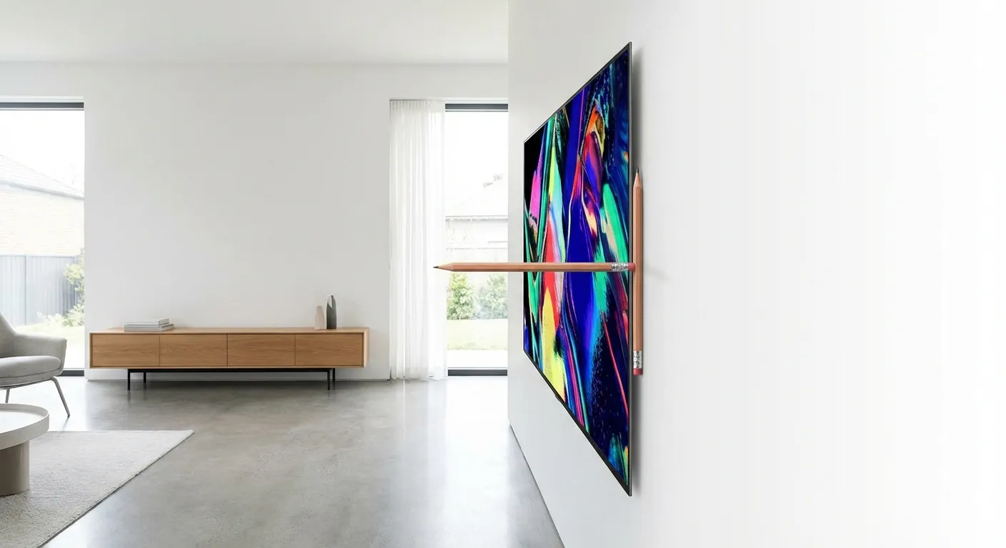LG's ultra-thin Wallpaper OLED TV mounted on a wall