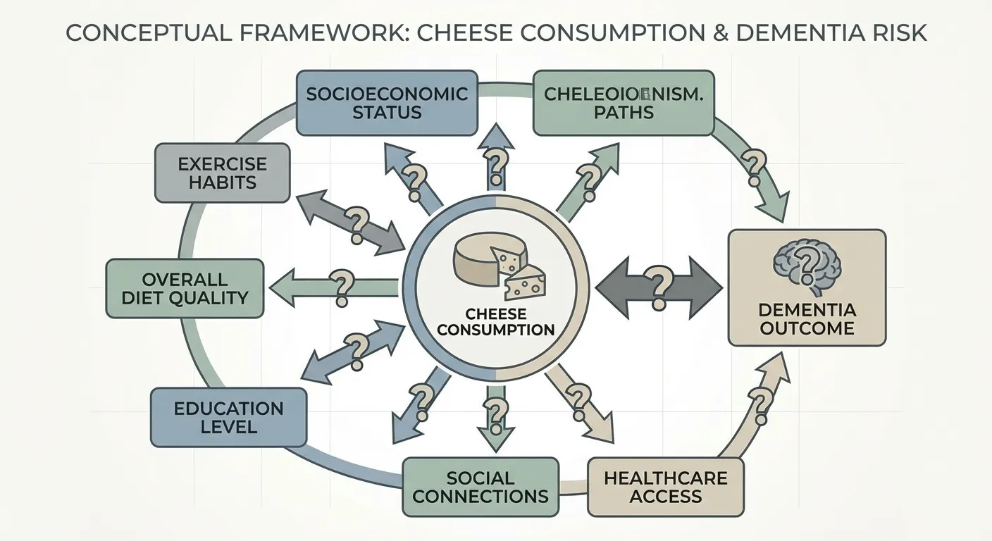 Illustration showing potential confounding factors in observational dietary research