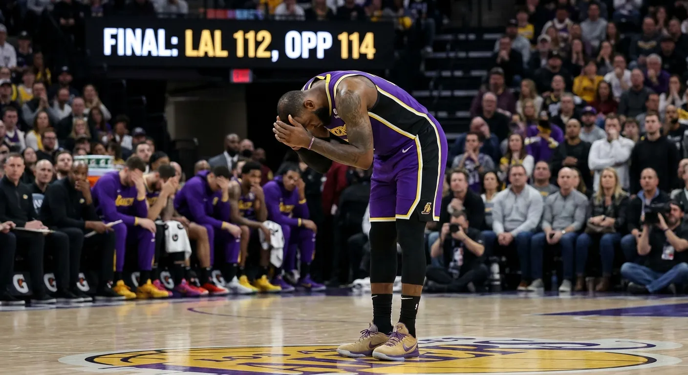 LeBron James looking frustrated after turnover in final seconds