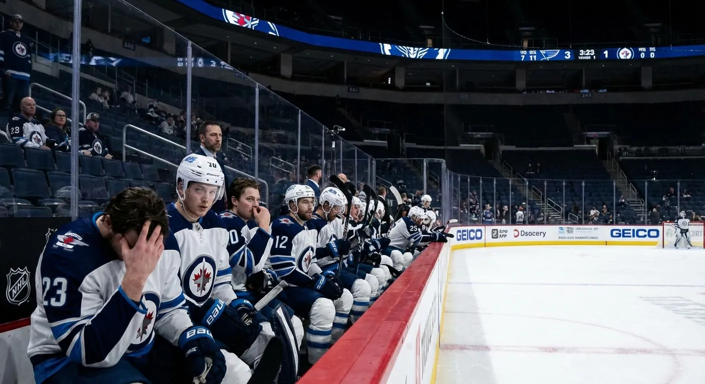 Winnipeg Jets players showing frustration during losing streak