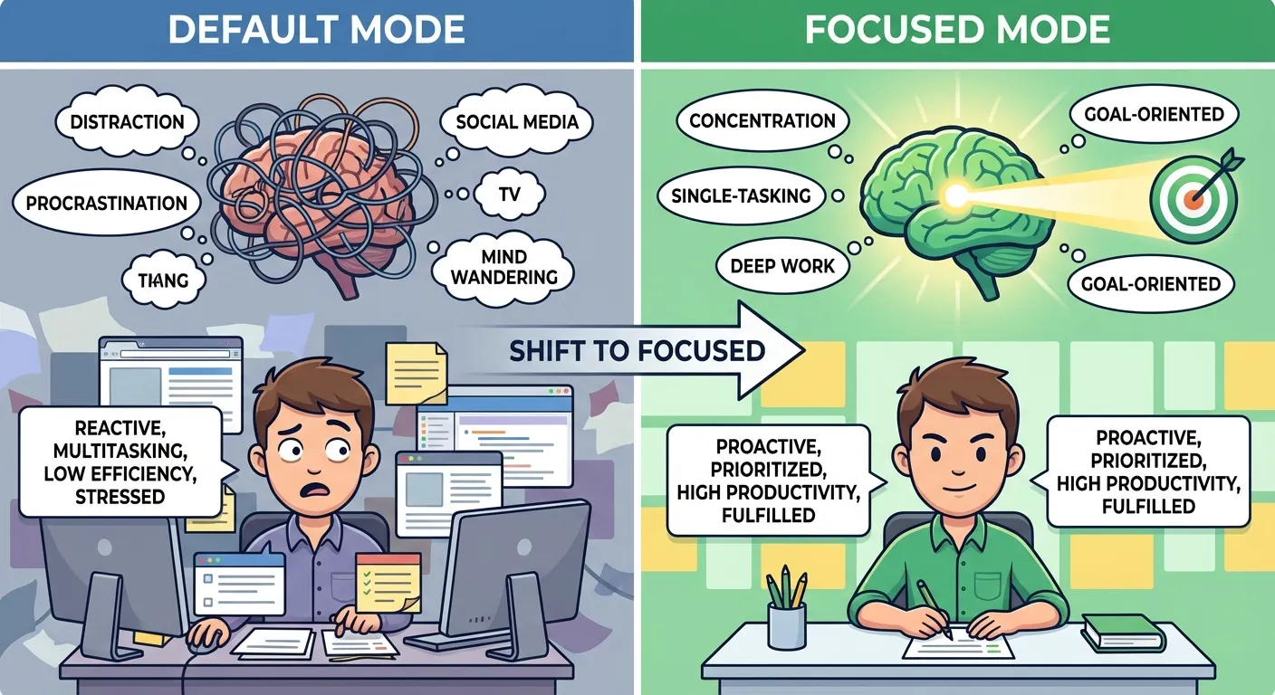 Visual comparison showing negativity bias versus balanced perception with gratitude practice