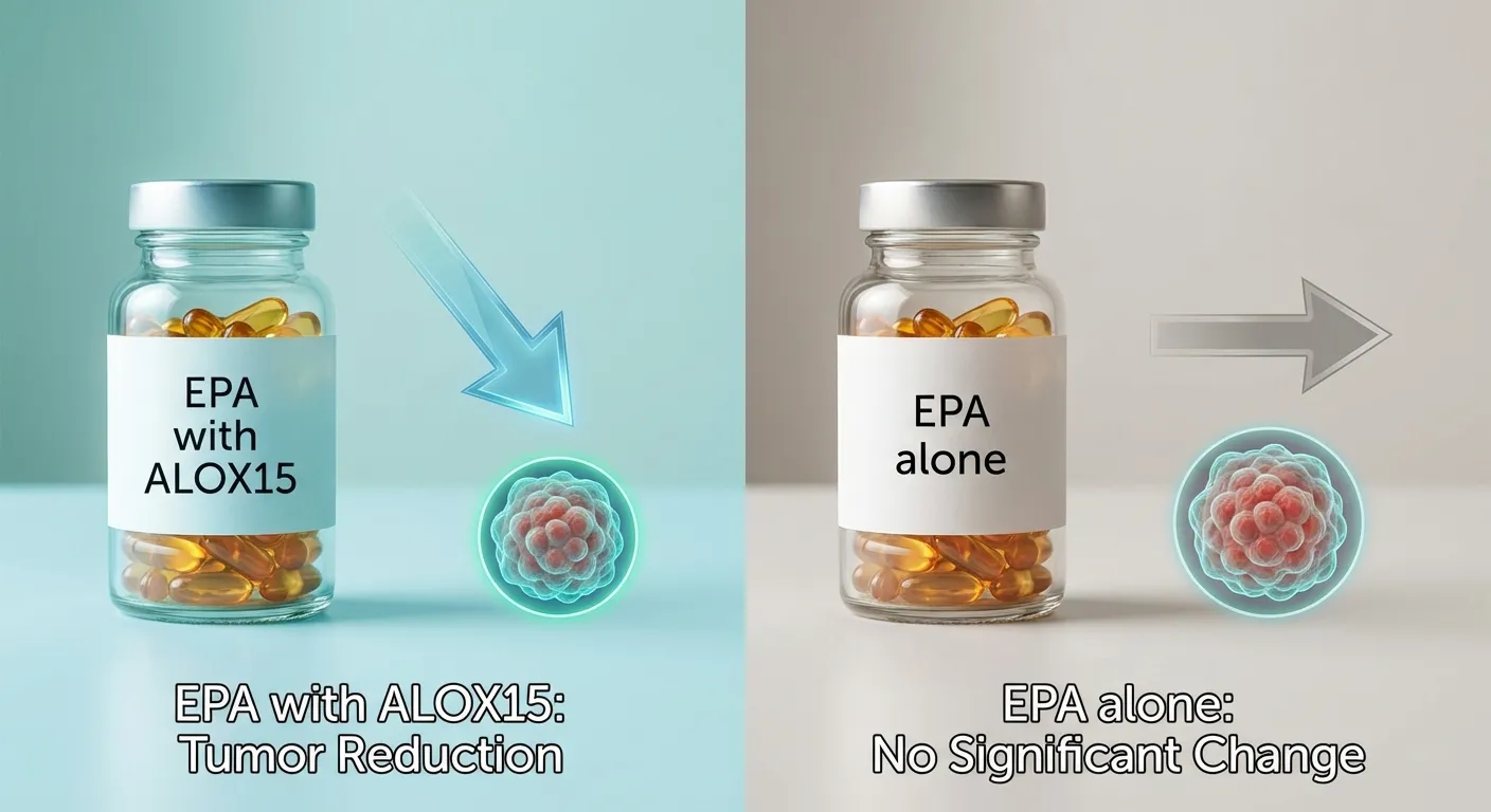 Split comparison showing EPA and DHA supplement capsules with contrasting outcomes