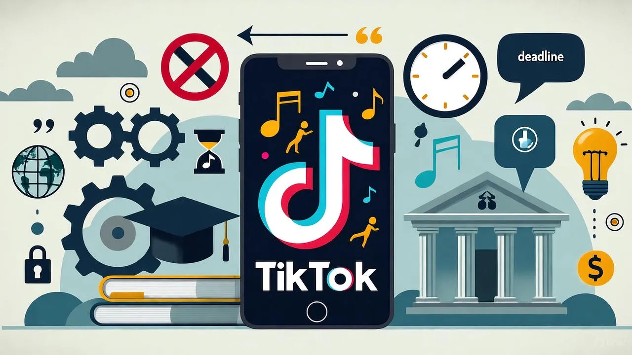Split screen showing the TikTok logo alongside Capitol building, representing the clash between tech platforms and government regulation