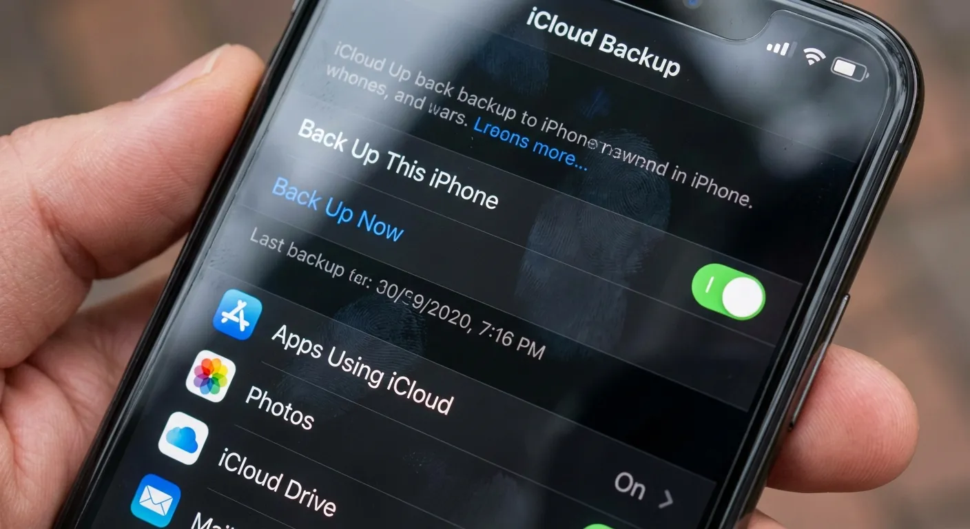 iPhone settings screen showing iCloud Backup options