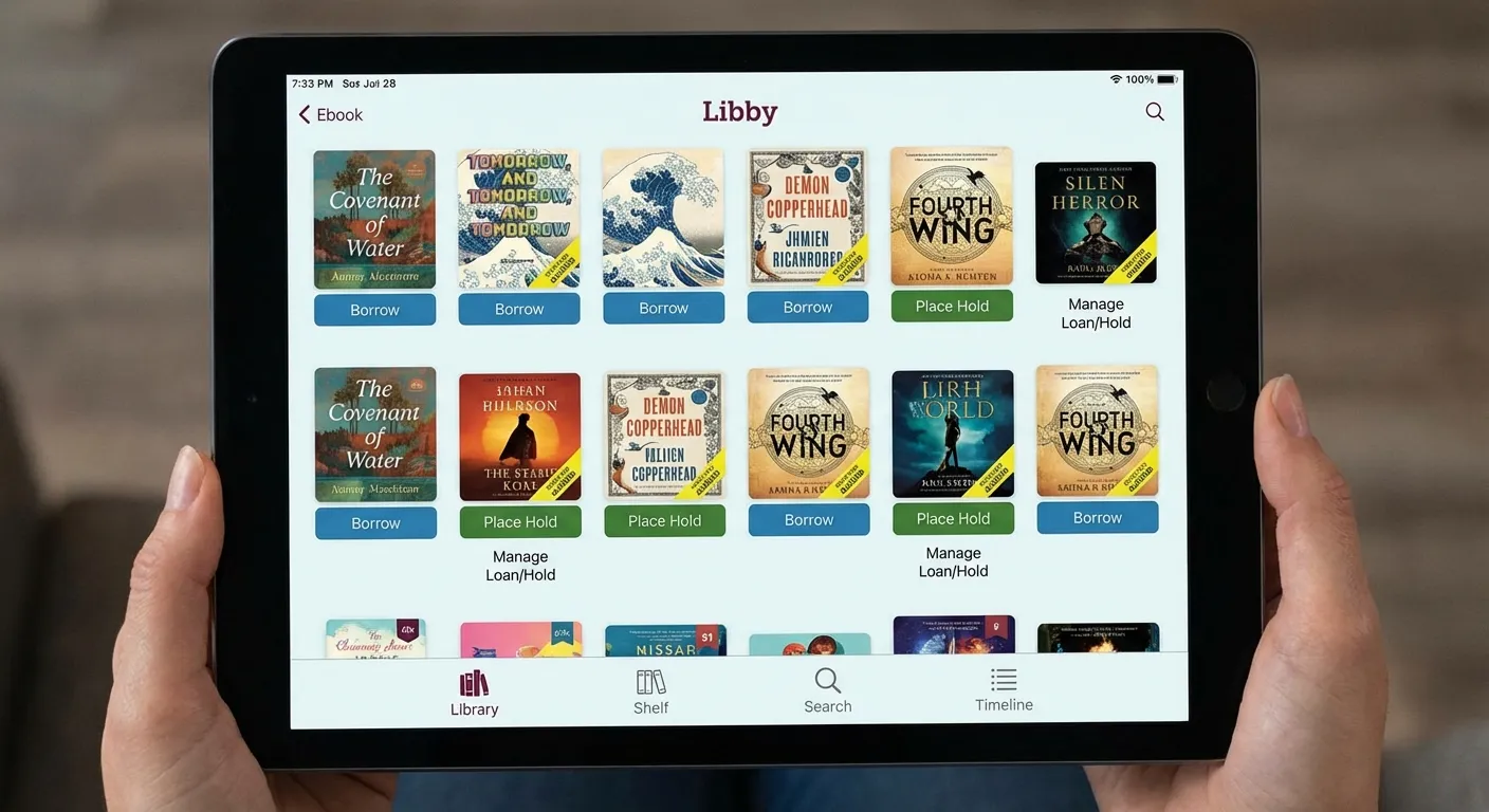 Libby app interface showing book borrowing options