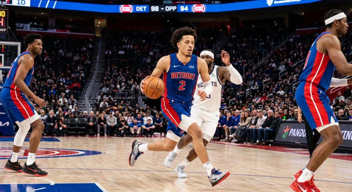 Cade Cunningham leading Detroit Pistons fast break in their surprising playoff push