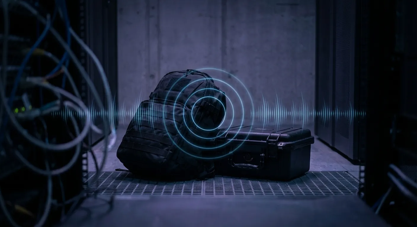 Abstract visualization of radio waves emanating from portable electronic device