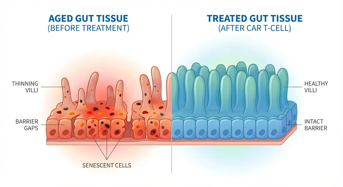 Before and after comparison showing improved gut health following CAR T-cell treatment