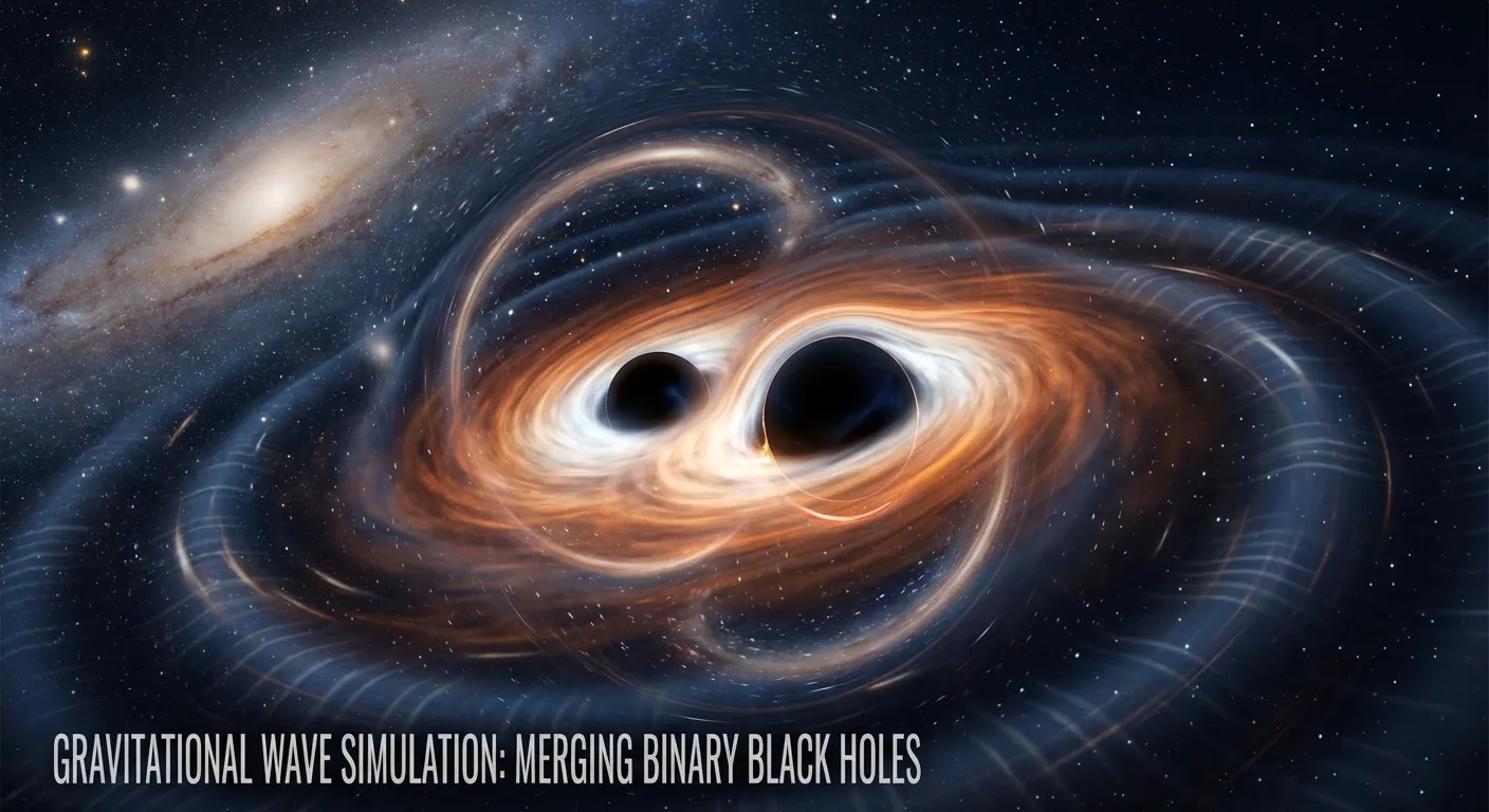 Artistic visualization of two massive black holes spiraling toward merger