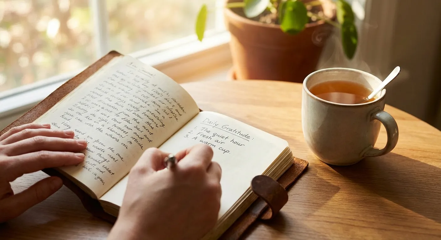 Person journaling with intention before starting the day